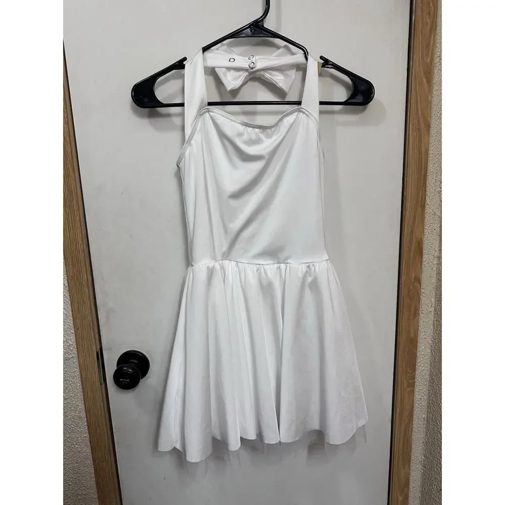 Weissman White Sweetheart Halter Basic Dress Bow (Style #12068) LC Large Child